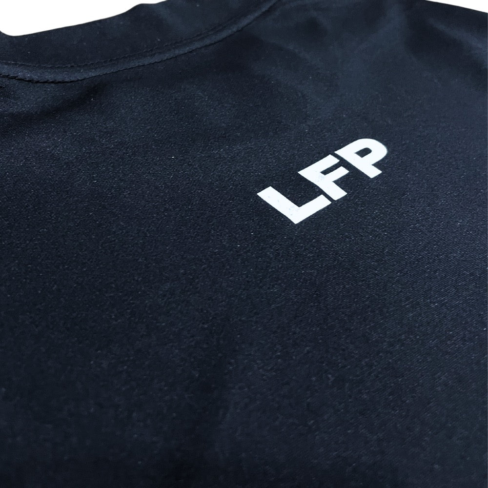 Mock Neck Long Sleeve Golf Tee - Black
