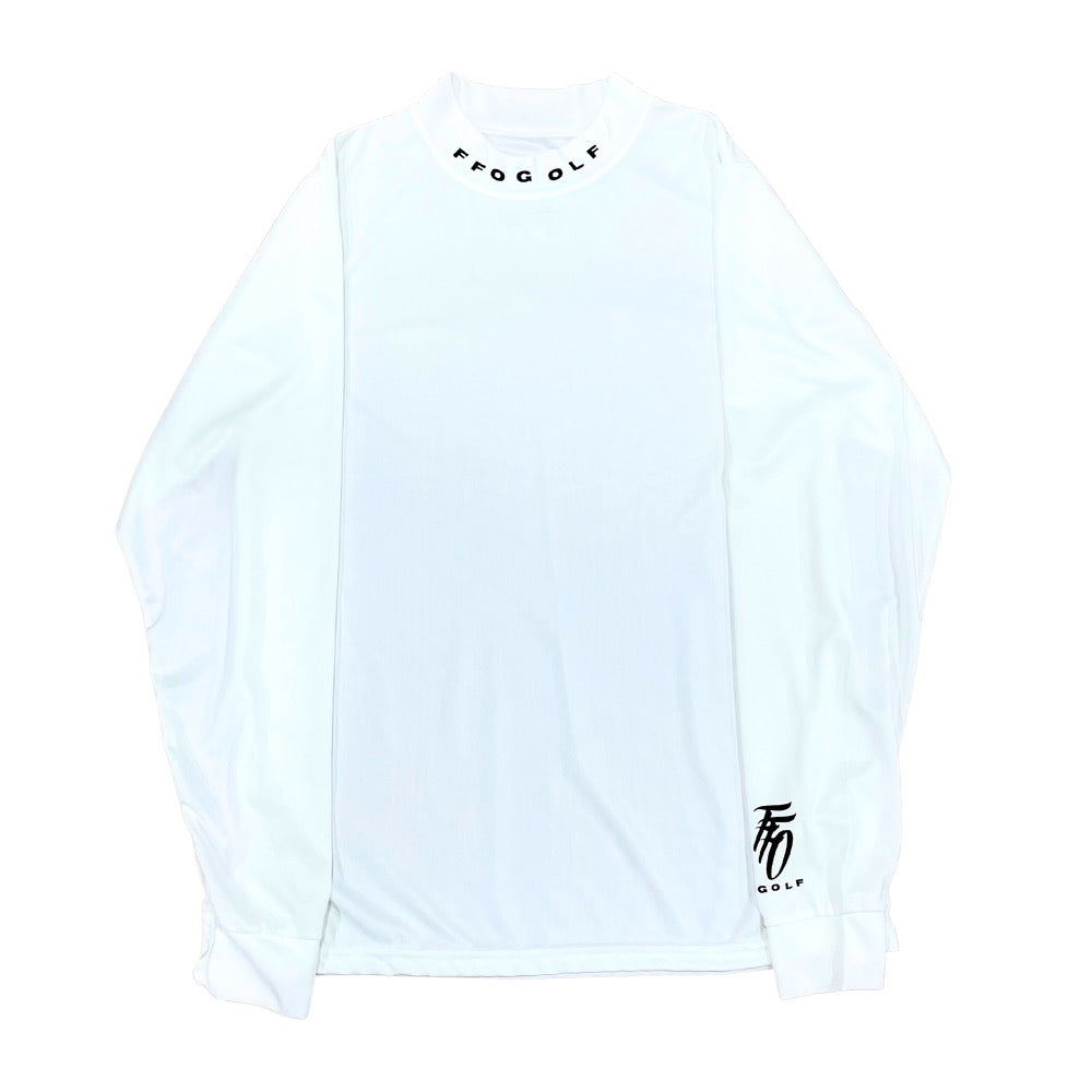 Mock Neck Long Sleeve Golf Tee - White