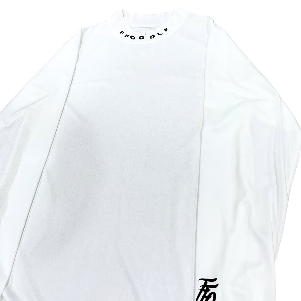 Mock Neck Long Sleeve Golf Tee - White