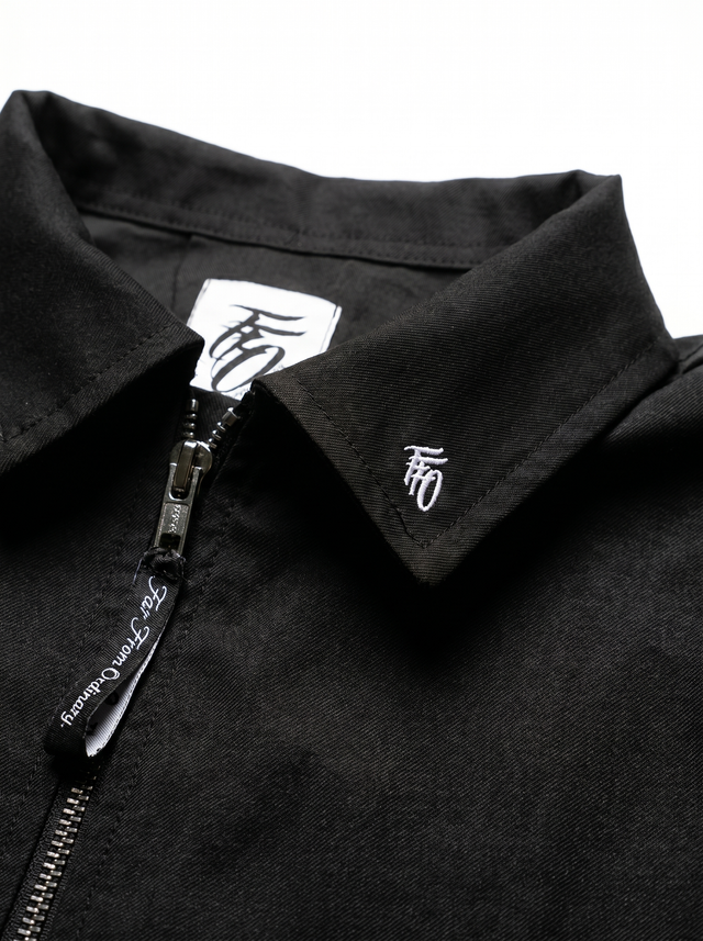 Collared Two-Way Zip Jacket - Black