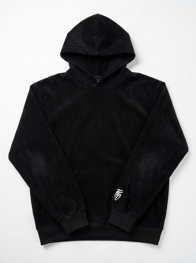 Corduroy Hoodie - Black