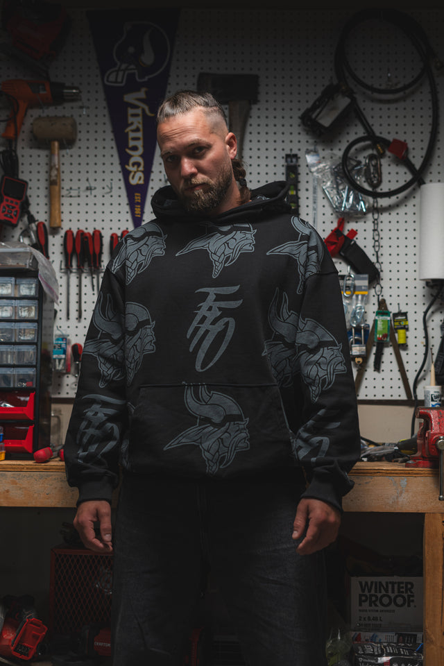 FFO x Minnesota Vikings | All-Over Print Hoodie - Black