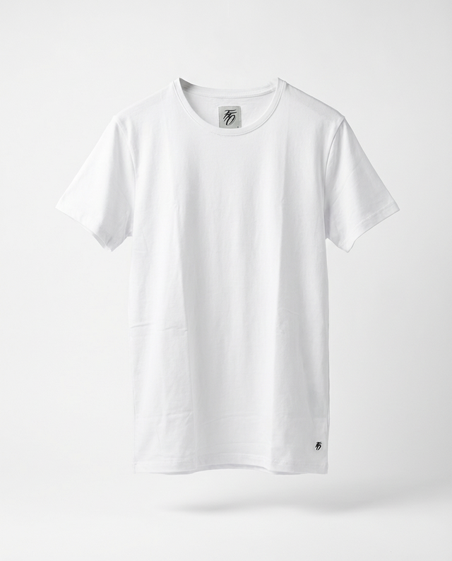 White t-shirt on a light gray background