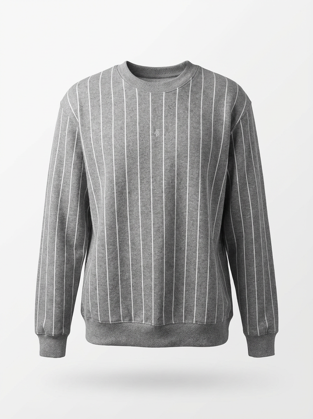 Pinstripe Crewneck - Grey