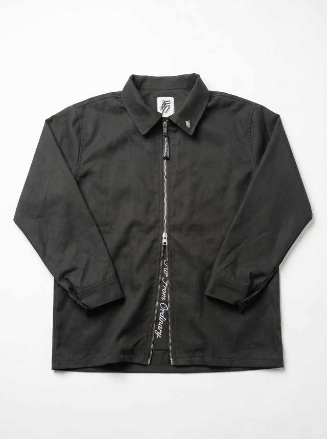 Collared Two-Way Zip Jacket - Black