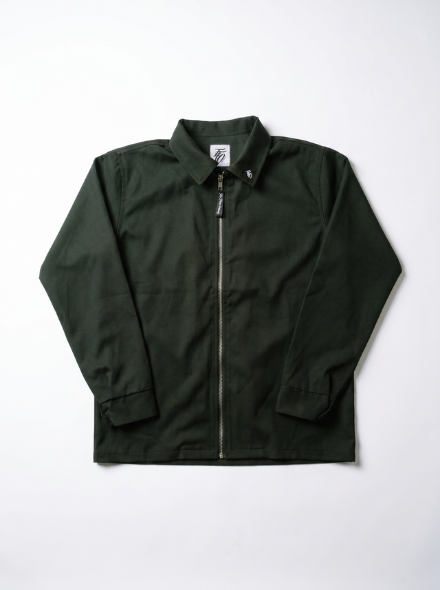 Collared Two-Way Zip Jacket - Black