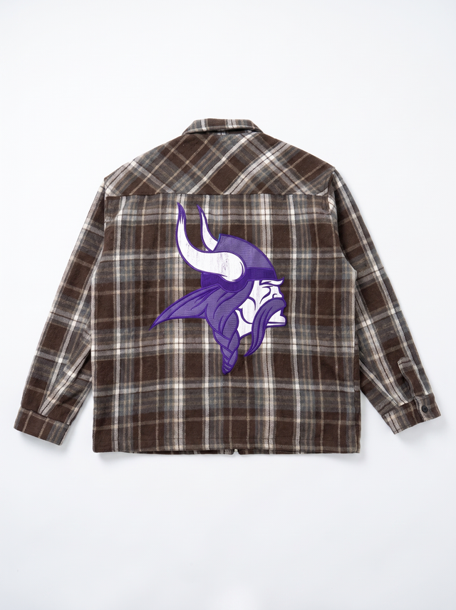FFO x Minnesota Vikings | Plaid Zip-Up - Brown-Multi