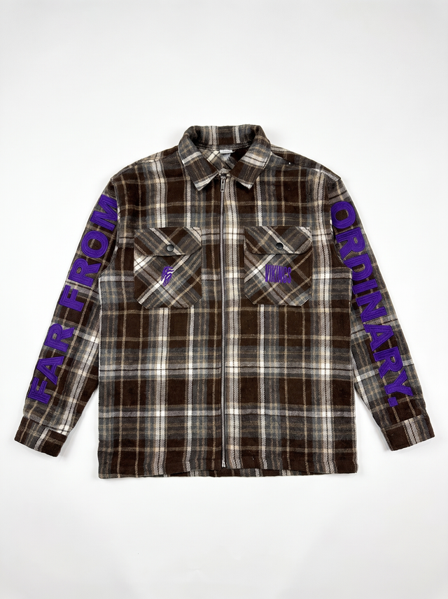 FFO x Minnesota Vikings | Plaid Zip-Up - Brown-Multi