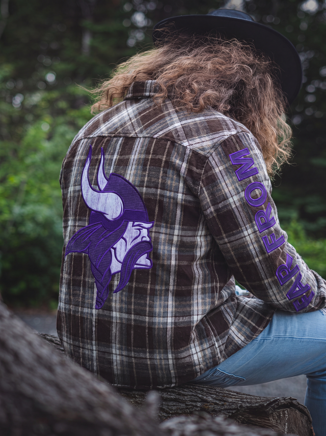 FFO x Minnesota Vikings | Plaid Zip-Up - Brown-Multi
