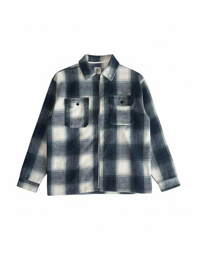 Plaid shirt with two front pockets on a white background